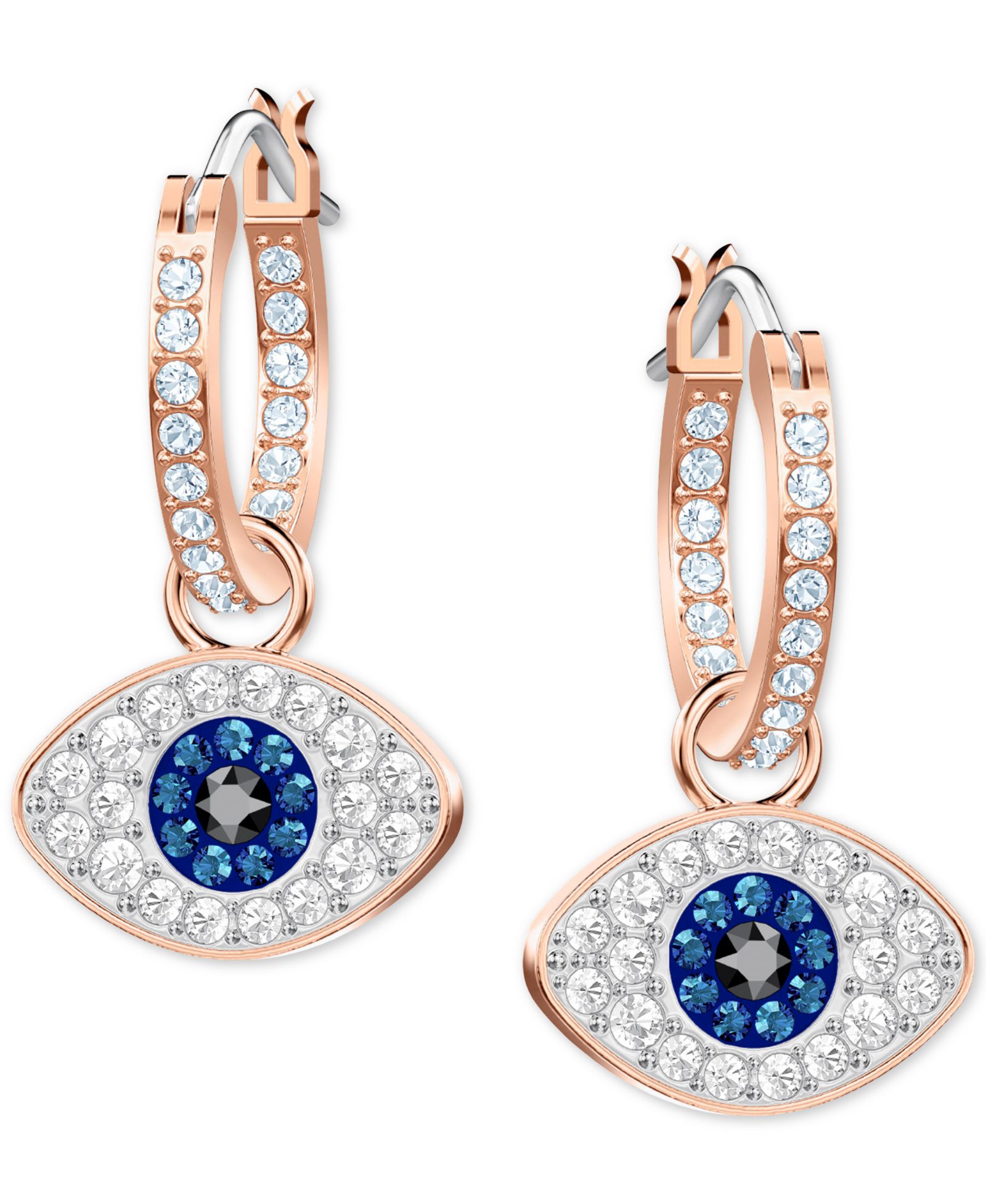 Swarovski Rose Gold-Tone Crystal Evil Eye Small Hoop Earrings  s