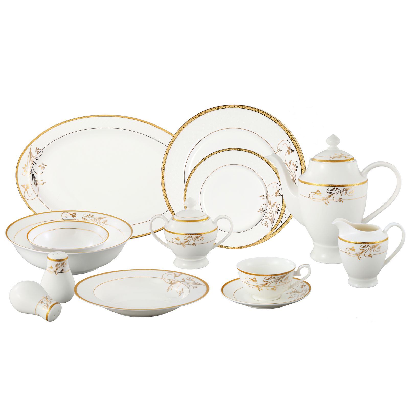 Lorren Home Trends Rosalia 57 Pc. Dinnerware Set, Service for 8