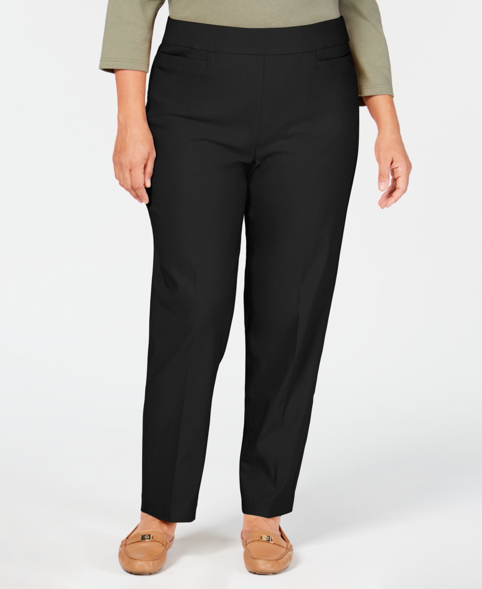 Alfred Dunner Plus Size Classic Allure брюки с контролем живота, средней длины