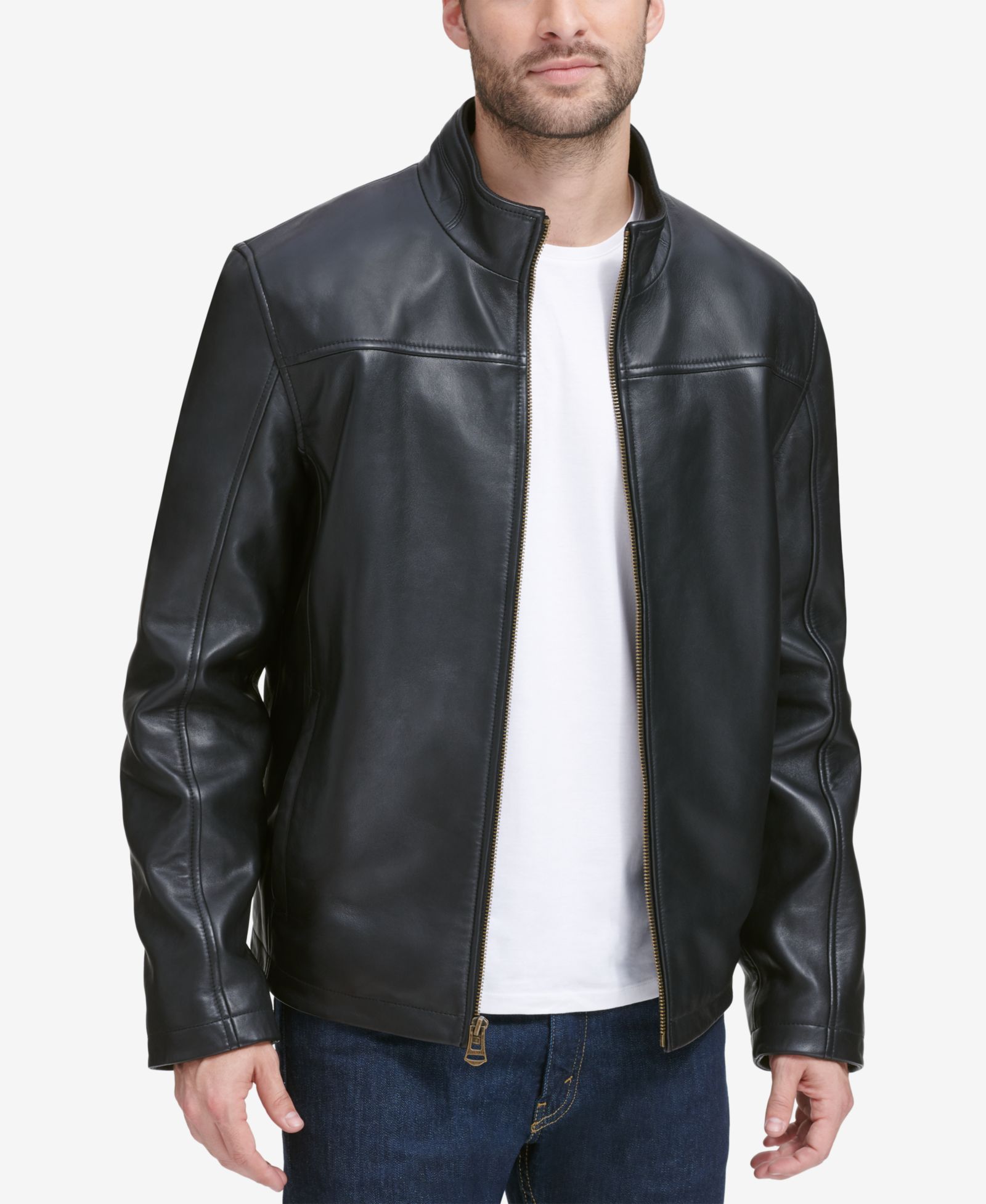 Cole Haan Men's Smooth Genuine Leather Jacket, Created for Macy's