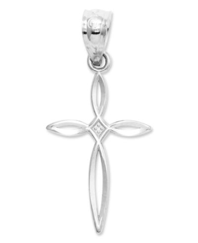 14k White Gold Charm, Passion Cross Charm