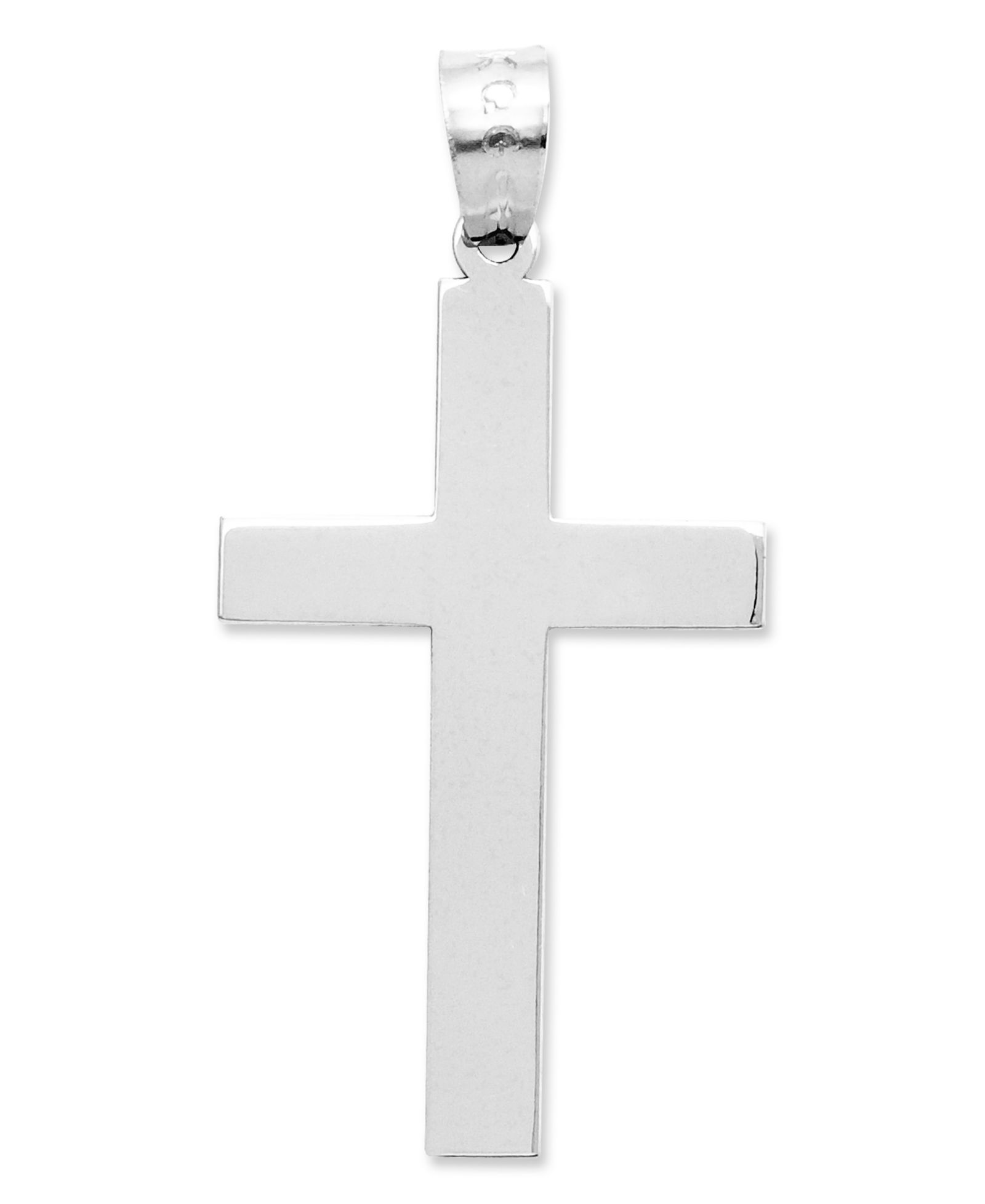 14k White Gold Charm, Polished Cross Charm