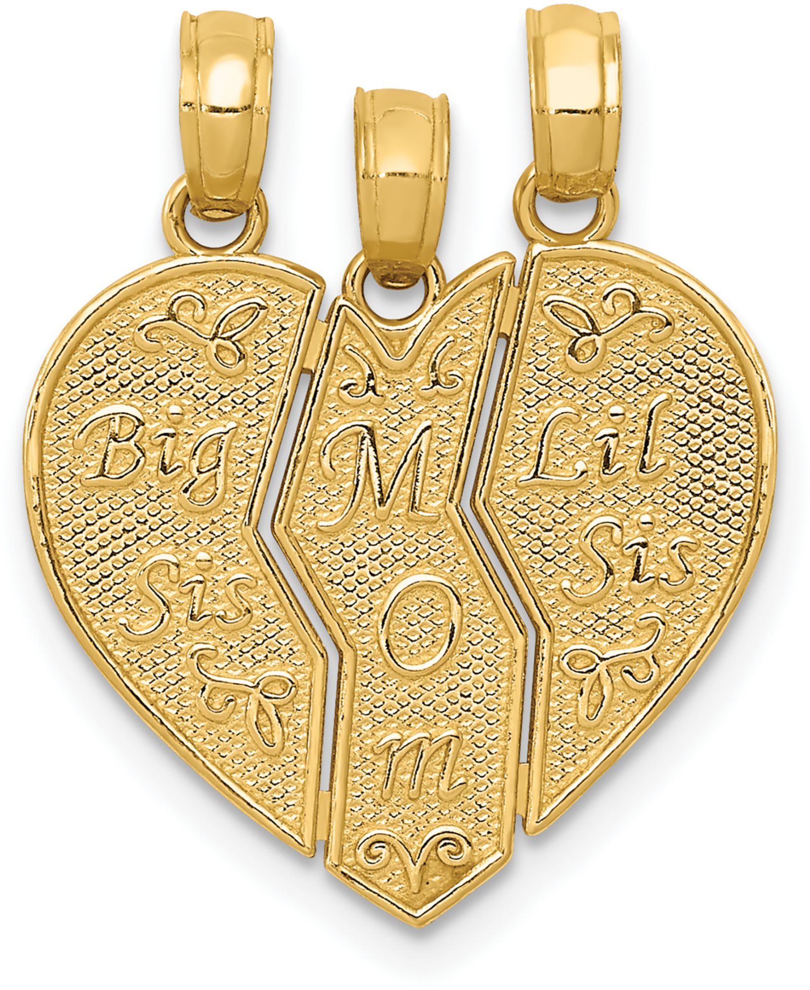 Подвеска из золота 14k, Break Apart Big Sis, Mom and Lil Sis