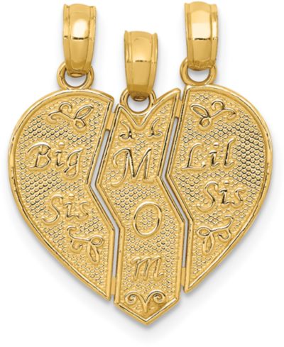 Подвеска из золота 14k, Break Apart Big Sis, Mom and Lil Sis