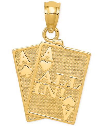 Золотой шарм 14k Gold Ace of Hearts and Spades All In