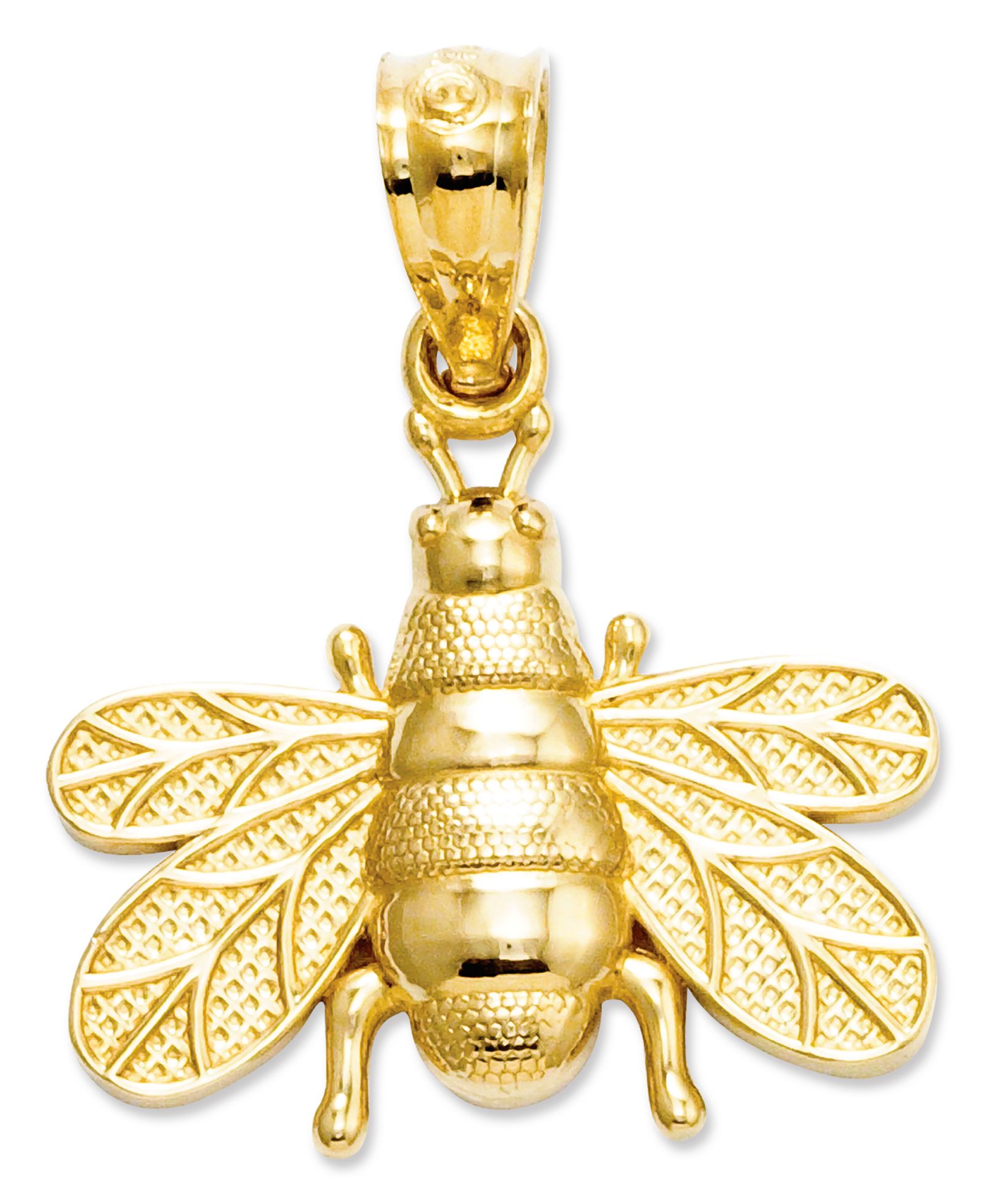 14k Charm, Polished and Satin Bee Charm