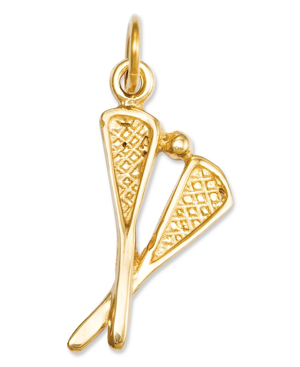 Macy's Подвеска-шарм 14k Gold Solid Polished Lacrosse Sticks