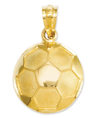 14k Gold Charm, кулон футбольный мяч