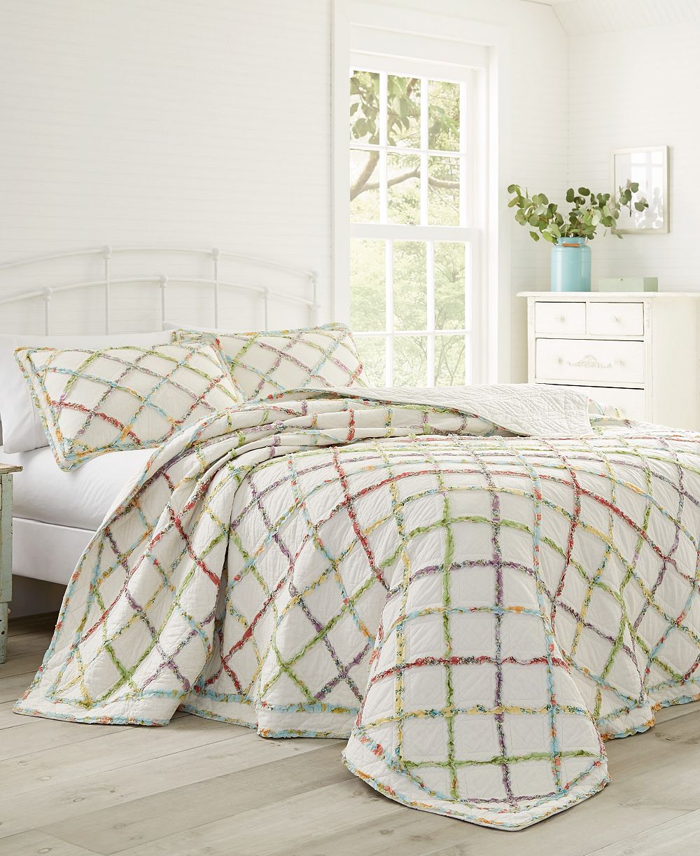 Стеганое хлопковое одеяло Laura Ashley Ruffle Garden Appliqued, Full/Queen