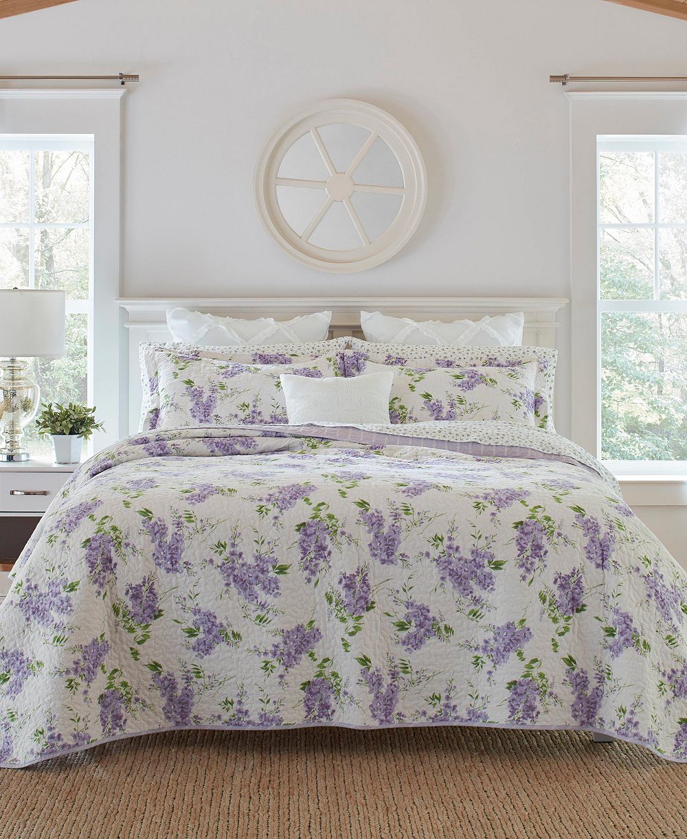 Laura Ashley Keighley Cotton Reversible 3 Piece Quilt Set, King