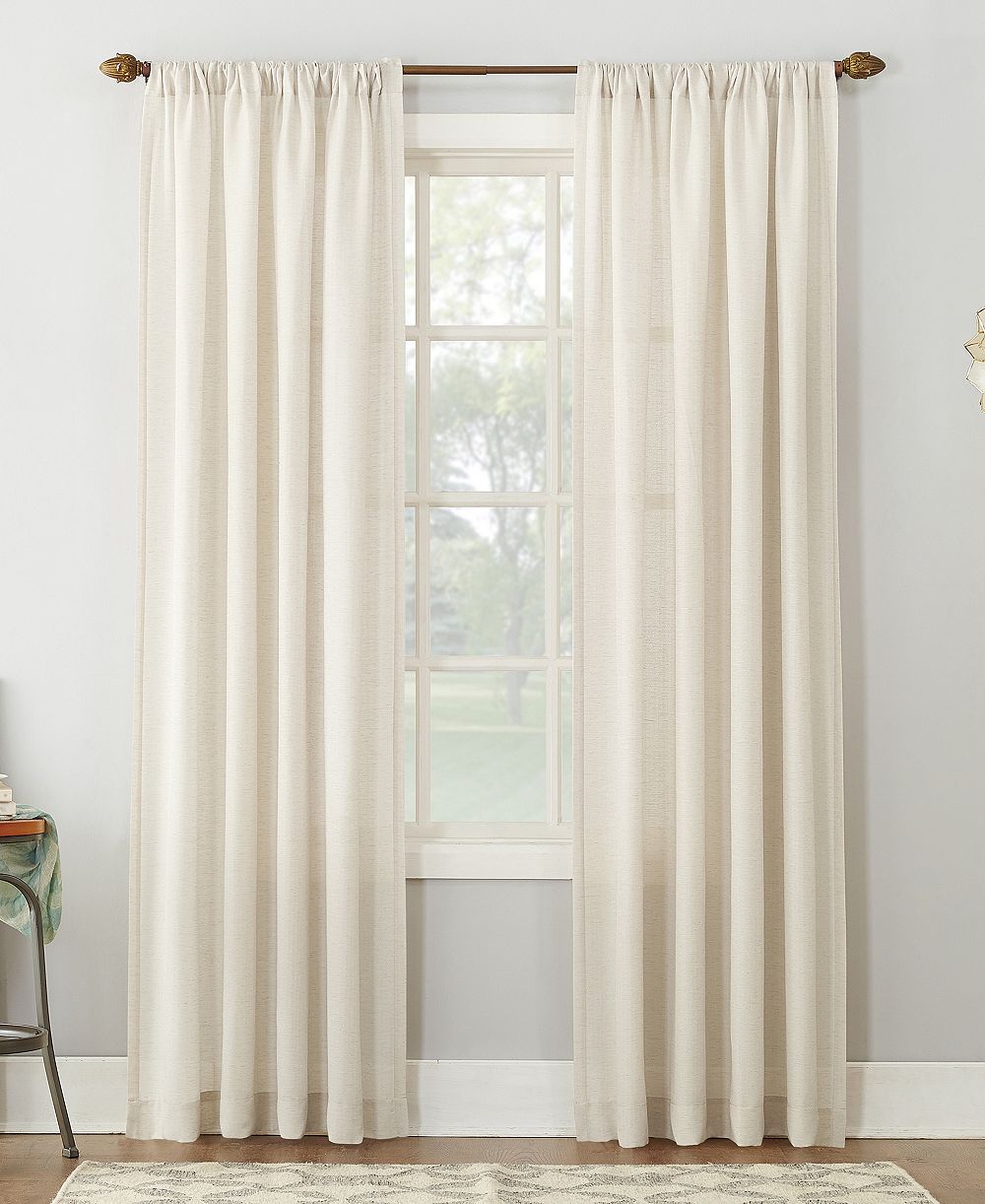 No. 918 Amalfi Linen Blend Textured Semi-Sheer Rod Pocket Curtain Panel