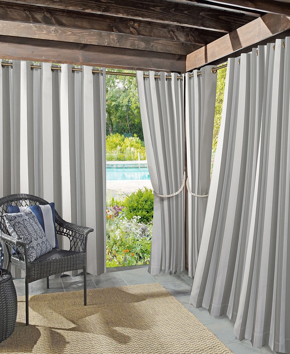Sun Zero штора для комнаты Valencia Cabana Stripe, UV-защита, с люверсами