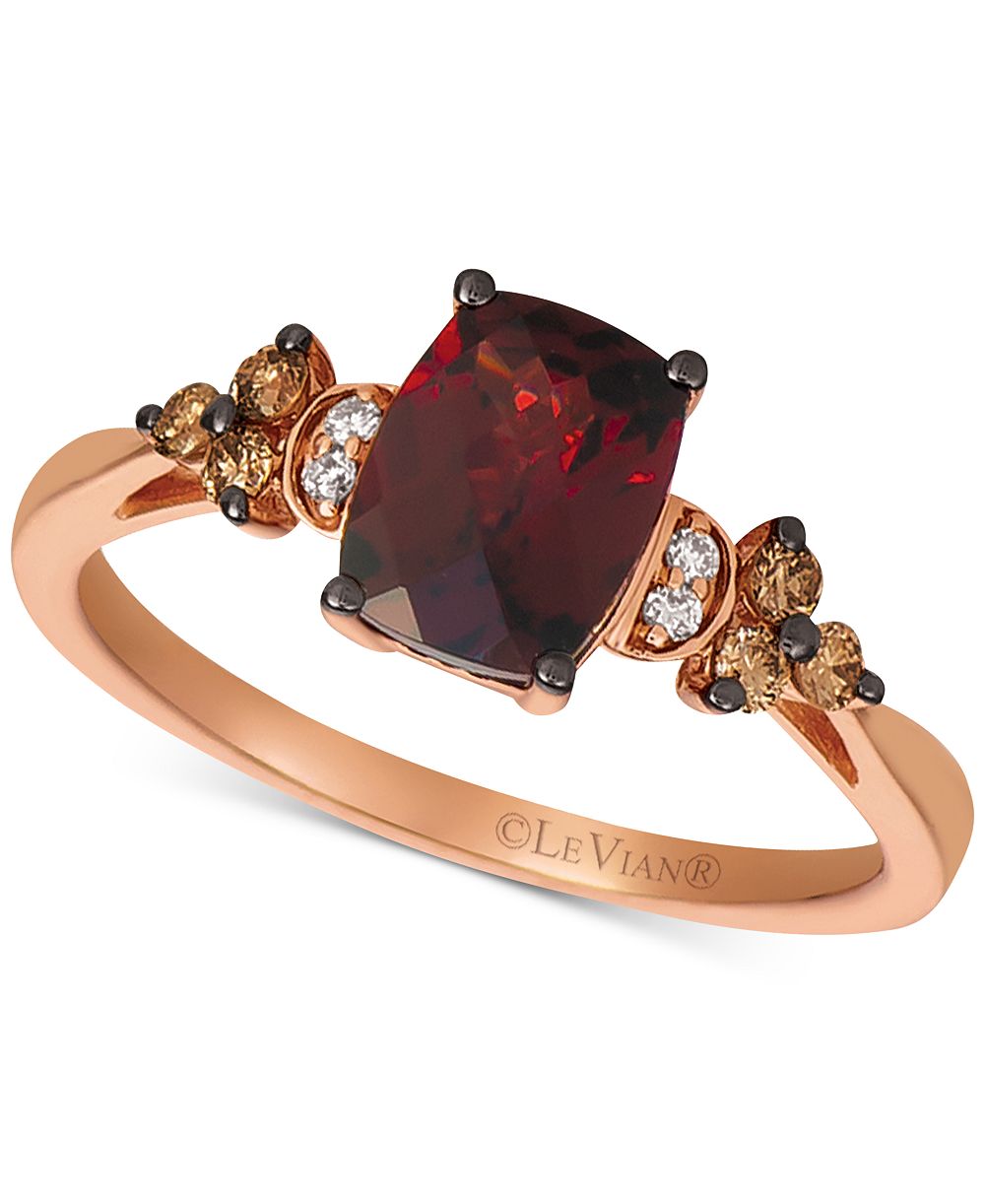 Le Vian Кольцо с рубином Rhodolite Garnet и бриллиантами в золоте 14k