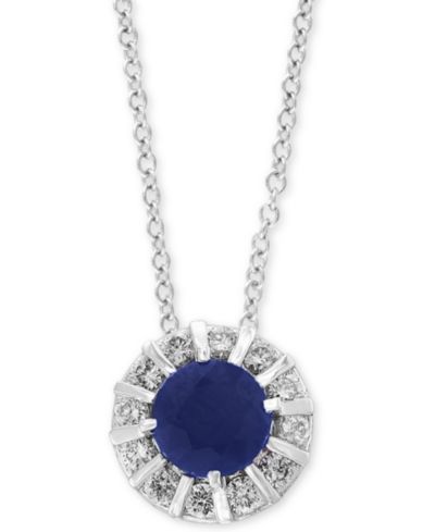 EFFY® Sapphire (3/4 ct. t.w) & Diamond (1/4 ct. t.w) 18" Pendant Necklace in 14K White Gold (Also Available in Emerald and Ruby)