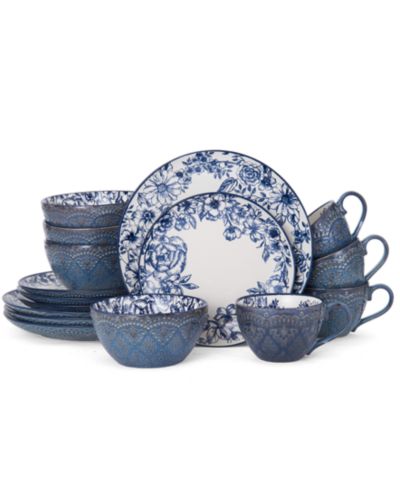 Pfaltzgraff Gabriela Blue 16 Pc. Dinnerware Set, Service for 4