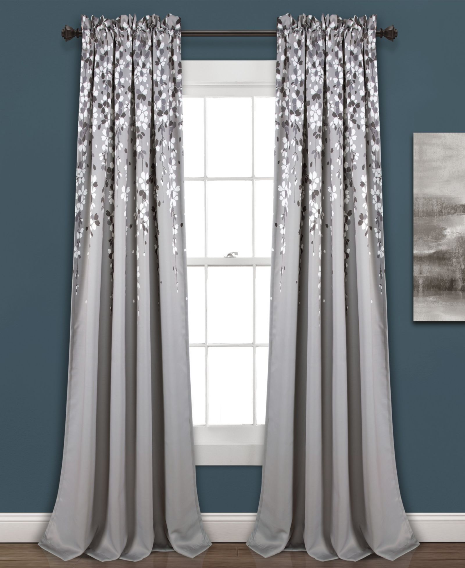 Lush Decor Weeping Flower Room Darkening Window Curtain Panels Pair 52"W x 84"L