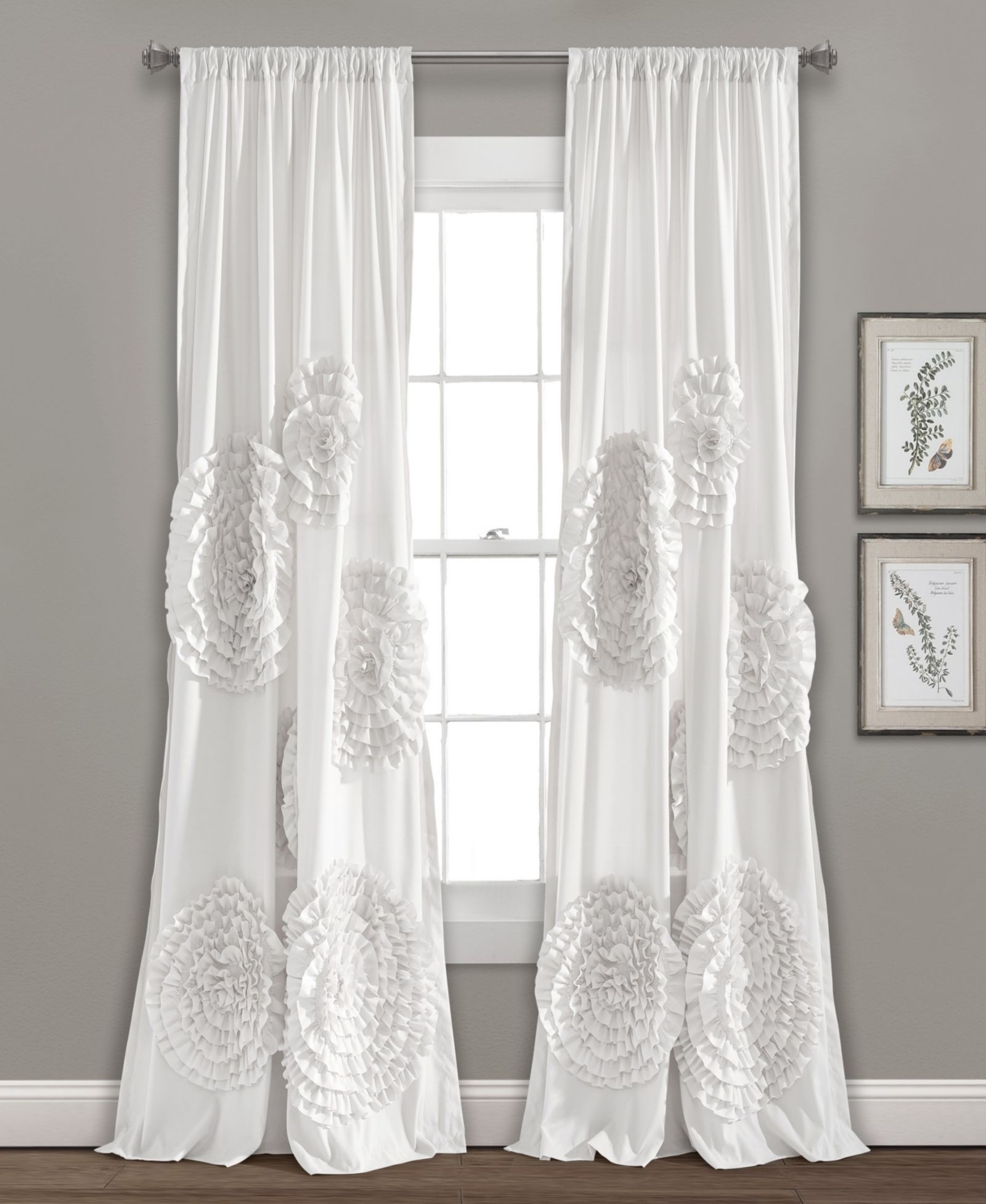 Lush Decor Serena Light Filtering Window Curtain Panel, Single  - Drapes - Floral Curtains for Bedroom