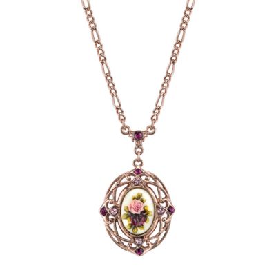 Подвеска Flower из фиолетового кристалла 28"