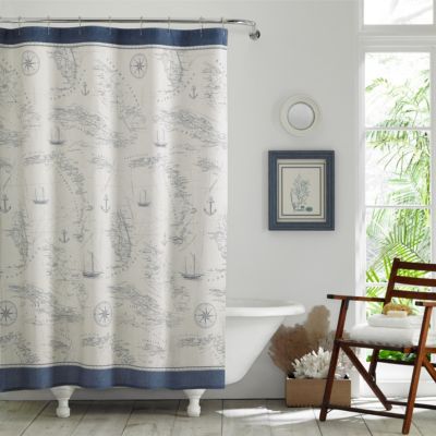 Tommy Bahama Home Caribbean Sea Cotton Shower Curtain, 72" x 72"