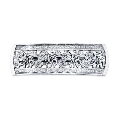 Заколка для волос 2028 Silver-Tone Flowers Bar Barrette