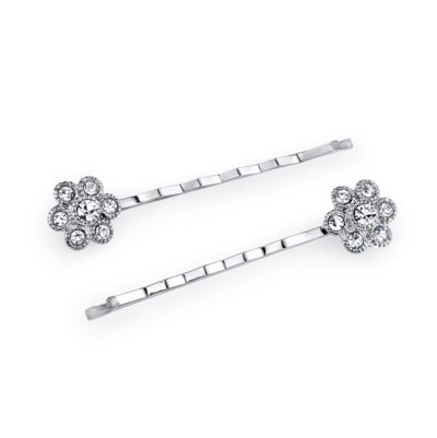 Набор заколок для волос 2028 Silver-Tone Crystal Flower Bobby Pin Set