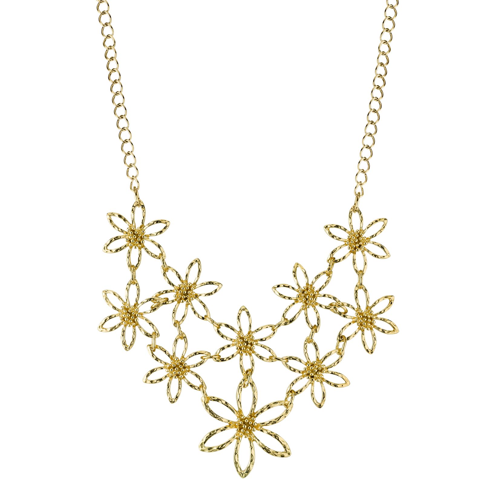 Ожерелье-бисер 2028 Gold-Tone Flower Bib, 16" регулируемое