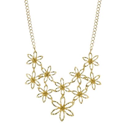 Ожерелье-бисер 2028 Gold-Tone Flower Bib, 16" регулируемое