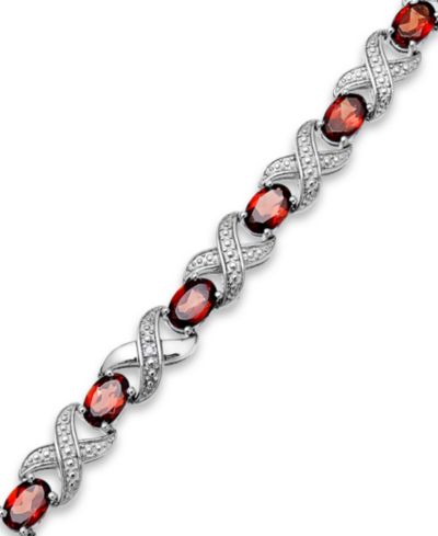 Браслет с Amethyst и Diamond Accent XO в Sterling Silver