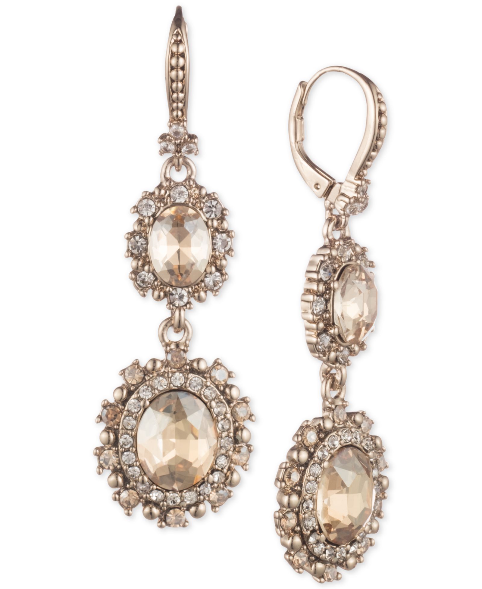 Marchesa золотые серьги с кристаллами Double Drop