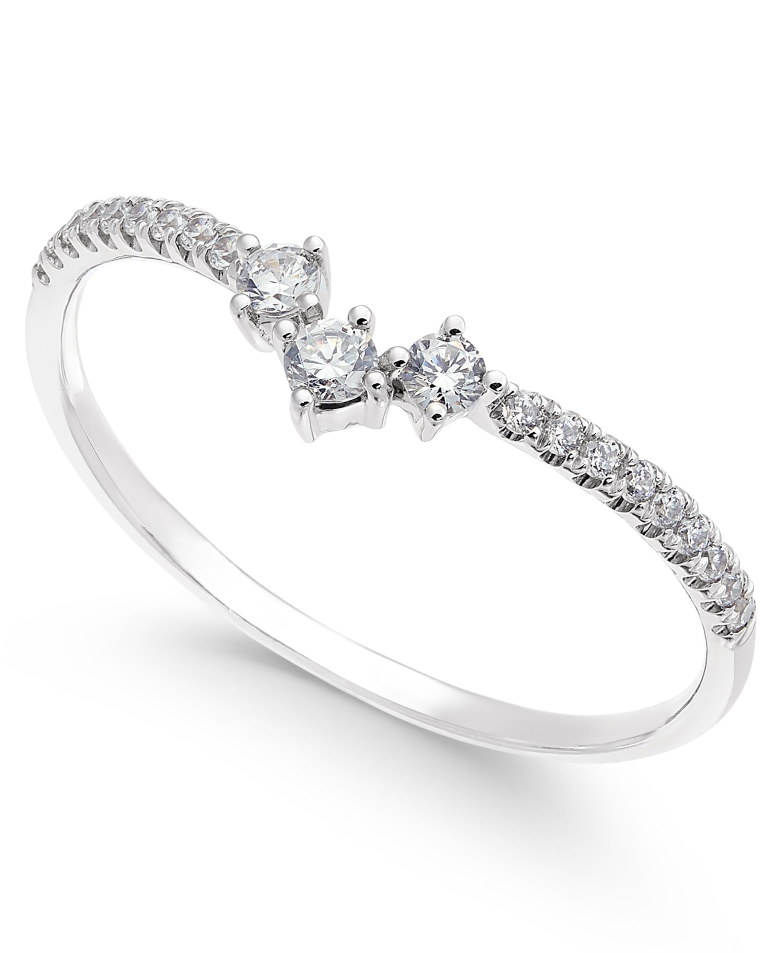Кольцо с бриллиантом Curved Band 14k White Gold
