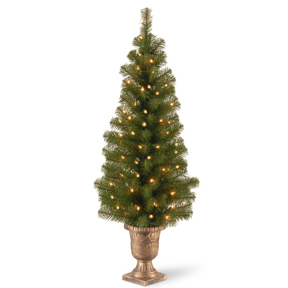 National Tree Company Ель Montclair Spruce 4' в черном/золотом пластиковом горшке с 50 Clear Lights