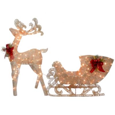 Декоративная фигурка National Tree Company Reindeer and Santa’s Sleigh с LED Lights
