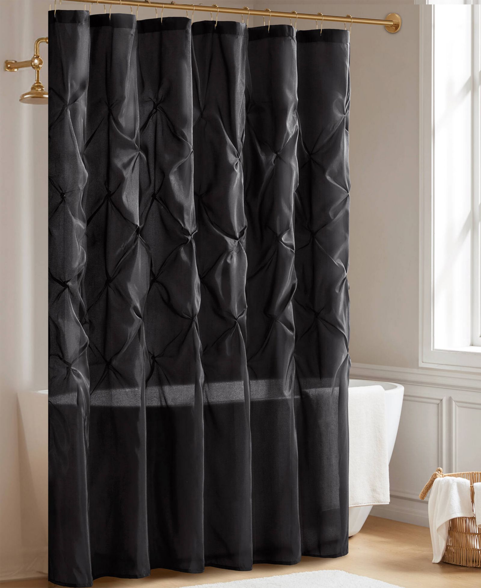 Madison Park Laurel Tufted Semi-Sheer Shower Curtain, 72" x 72"
