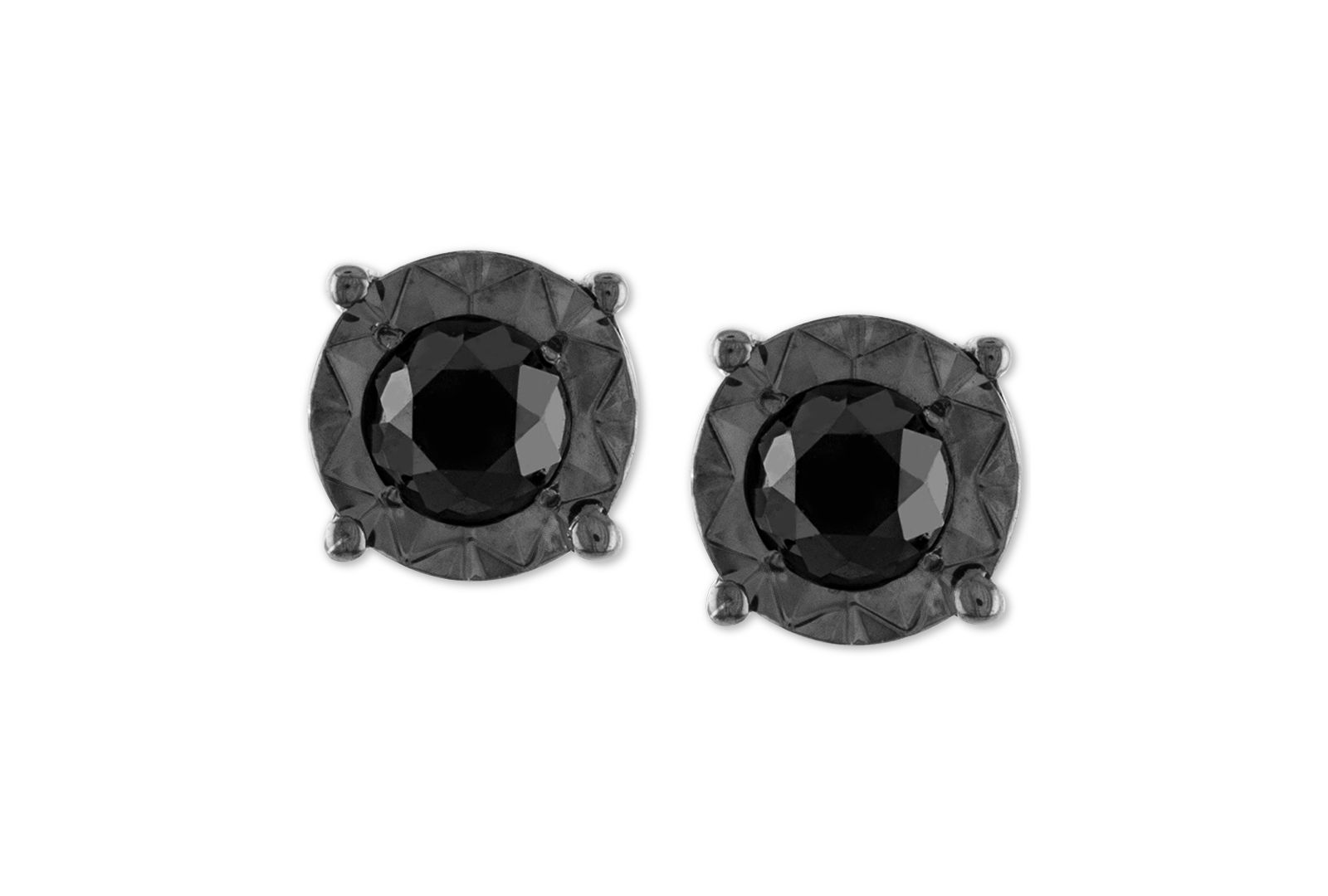 Черные бриллианты (1/2 ct. t.w.) серьги-гвоздики из стерлингового серебра