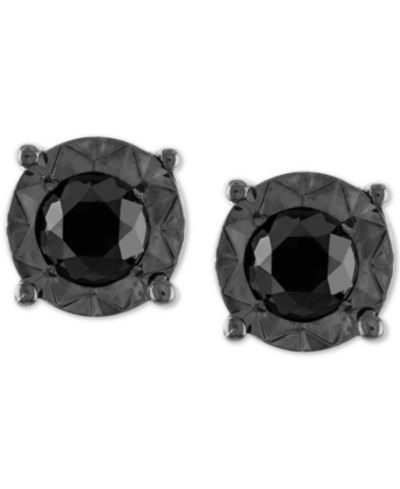 Черные бриллианты (1/2 ct. t.w.) серьги-гвоздики из стерлингового серебра