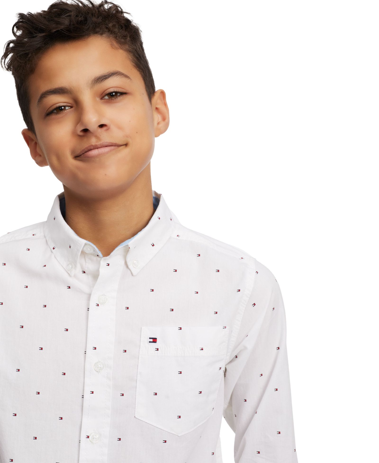 Tommy Hilfiger Boys' 2T-7 Fred All Over Print Button-Down Shirt