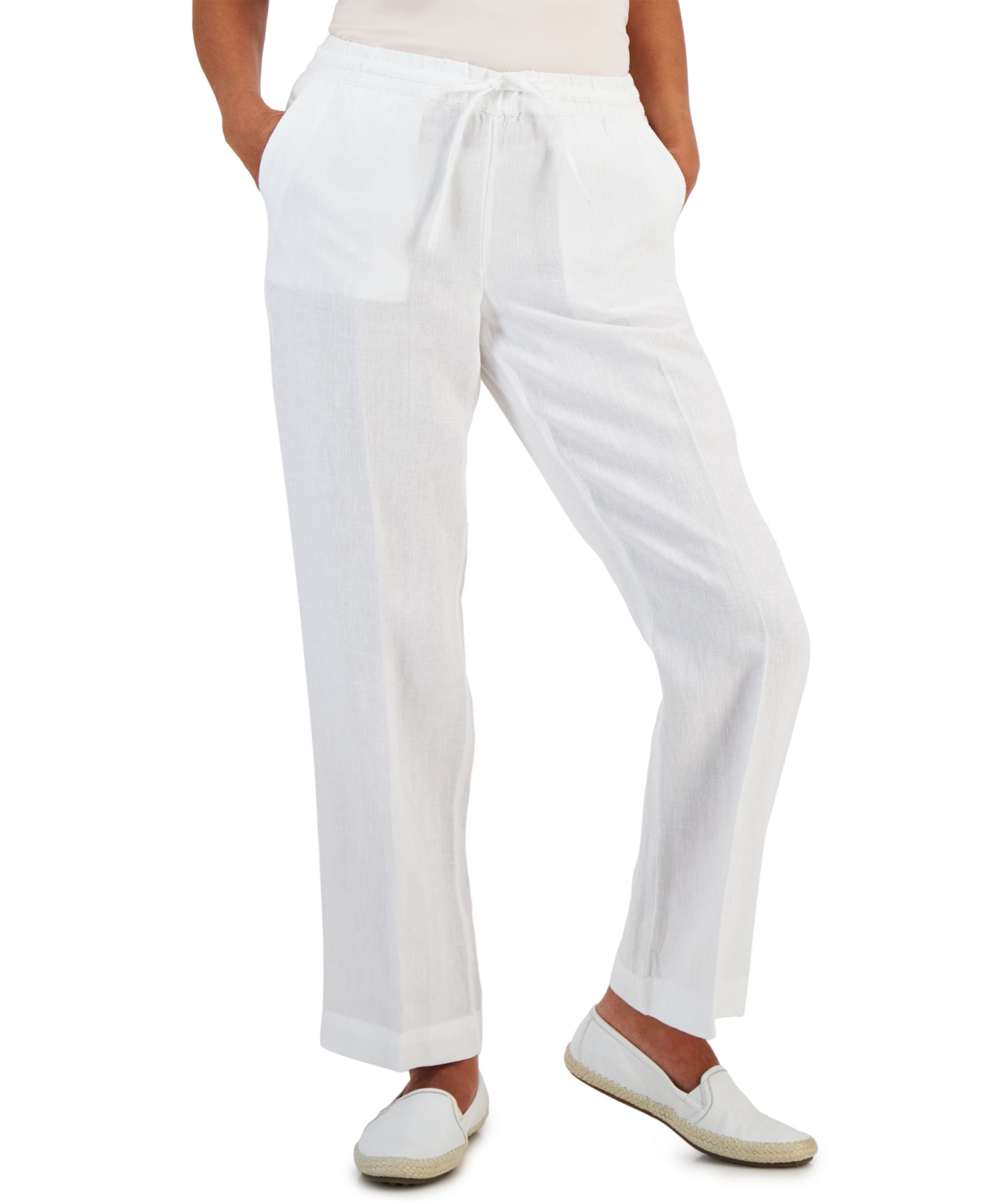 Charter Club Petite 100% Linen Drawstring Pants, Created for Macy's