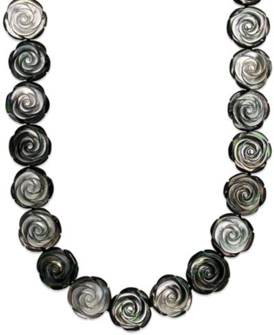 Sterling Silver Necklace, Cultured Tahitian Mother of Pearl Flower Necklace