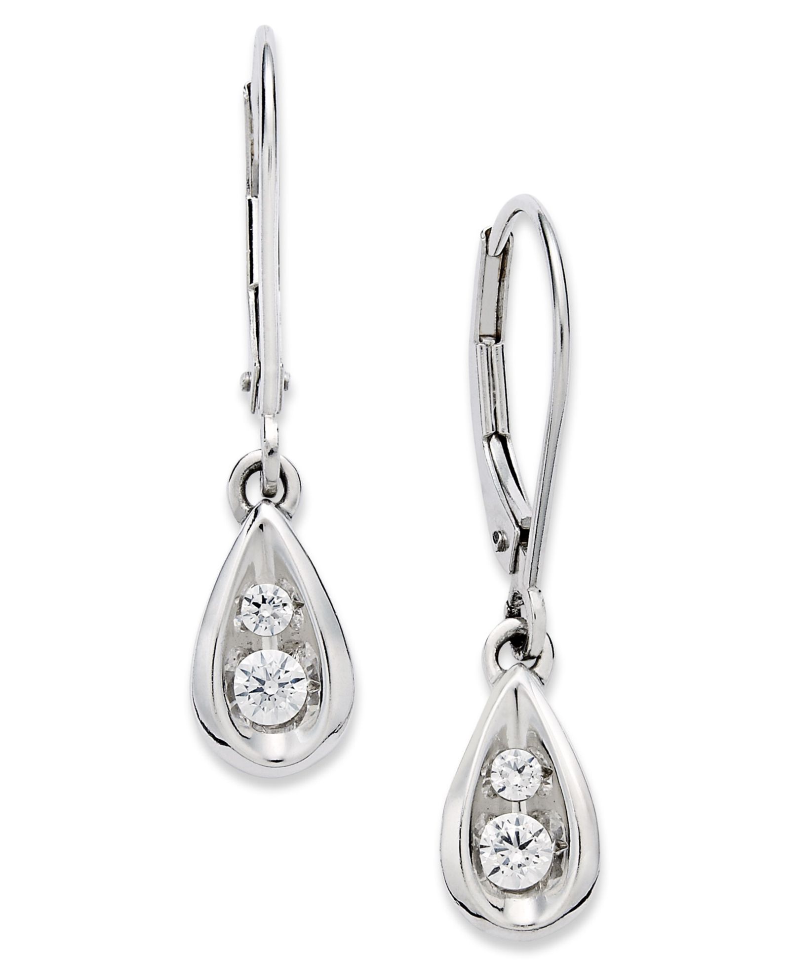 Diamond Teardrop Earrings (1/4 ct. t.w.) в 14k White or Yellow Gold