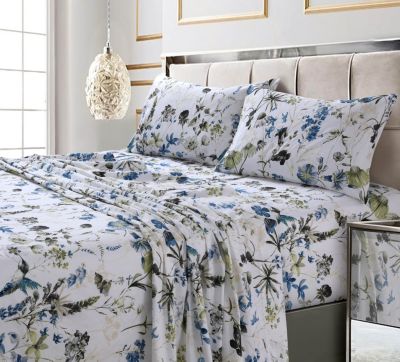 Комплект простыней Tribeca Living Amalfi Printed 300 TC Cotton Sateen Extra Deep Pocket Twin XL