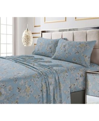 Tribeca Living Colmar Printed 300 Thread Count Cotton Sateen Extra Deep Pocket Sheet Set Sheet Set, Queen
