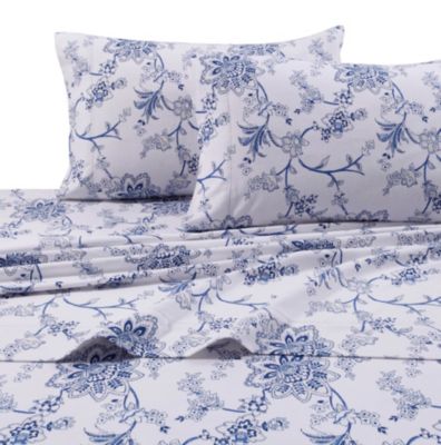 Tribeca Living Flannel Floral Printed Extra Deep Pocket Sheet Set, King