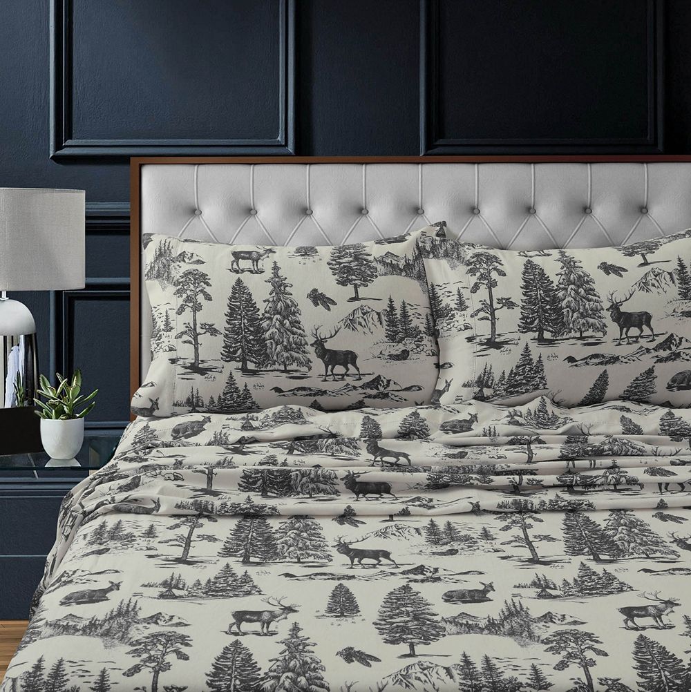 Комплект простыней Tribeca Living Mountain Toile Heavyweight Flannel Extra Deep Pocket, Twin XL