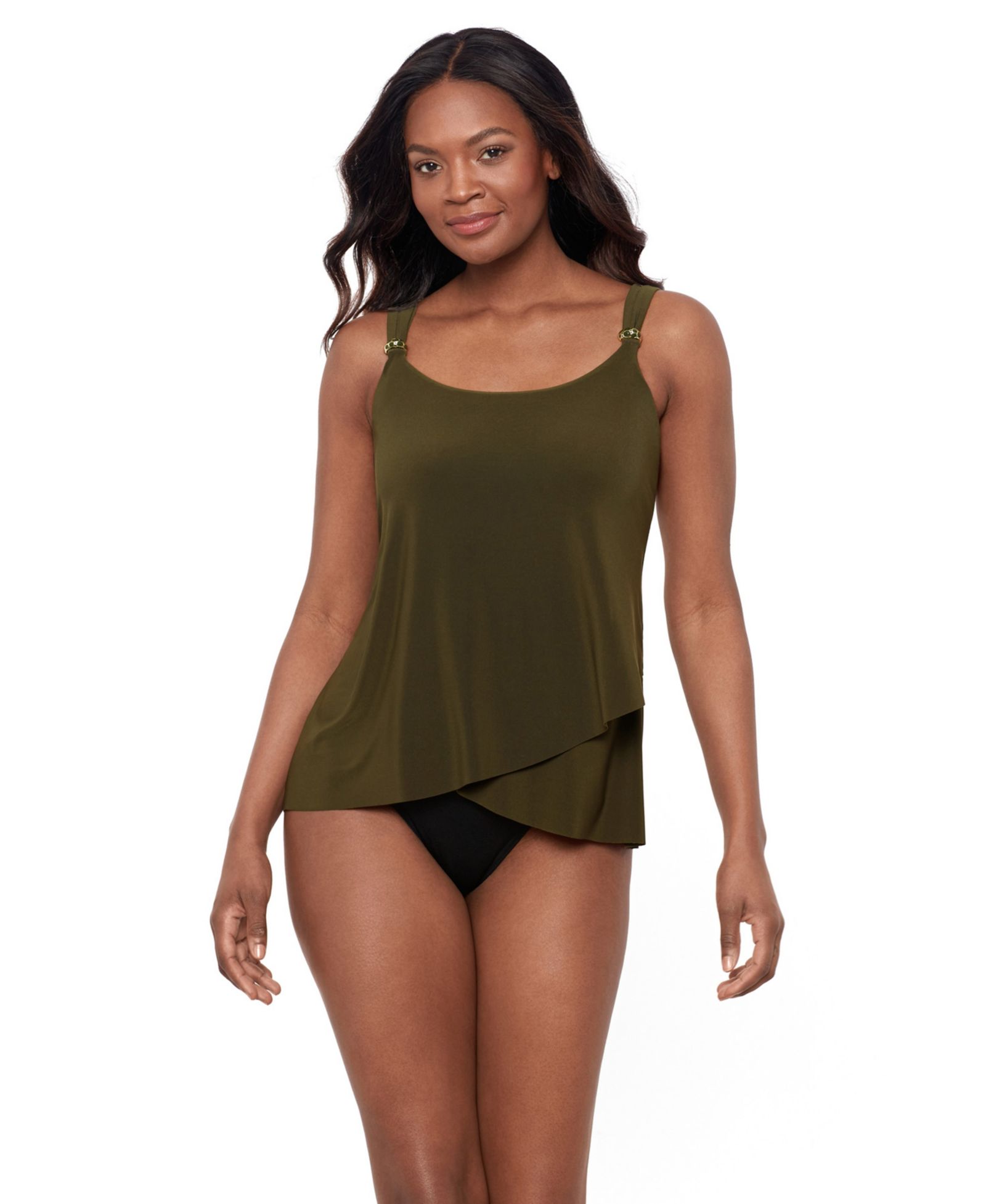 Miraclesuit Women's DD Cup Razzle Dazzle Underwire Asymmetrical Tankini Top
