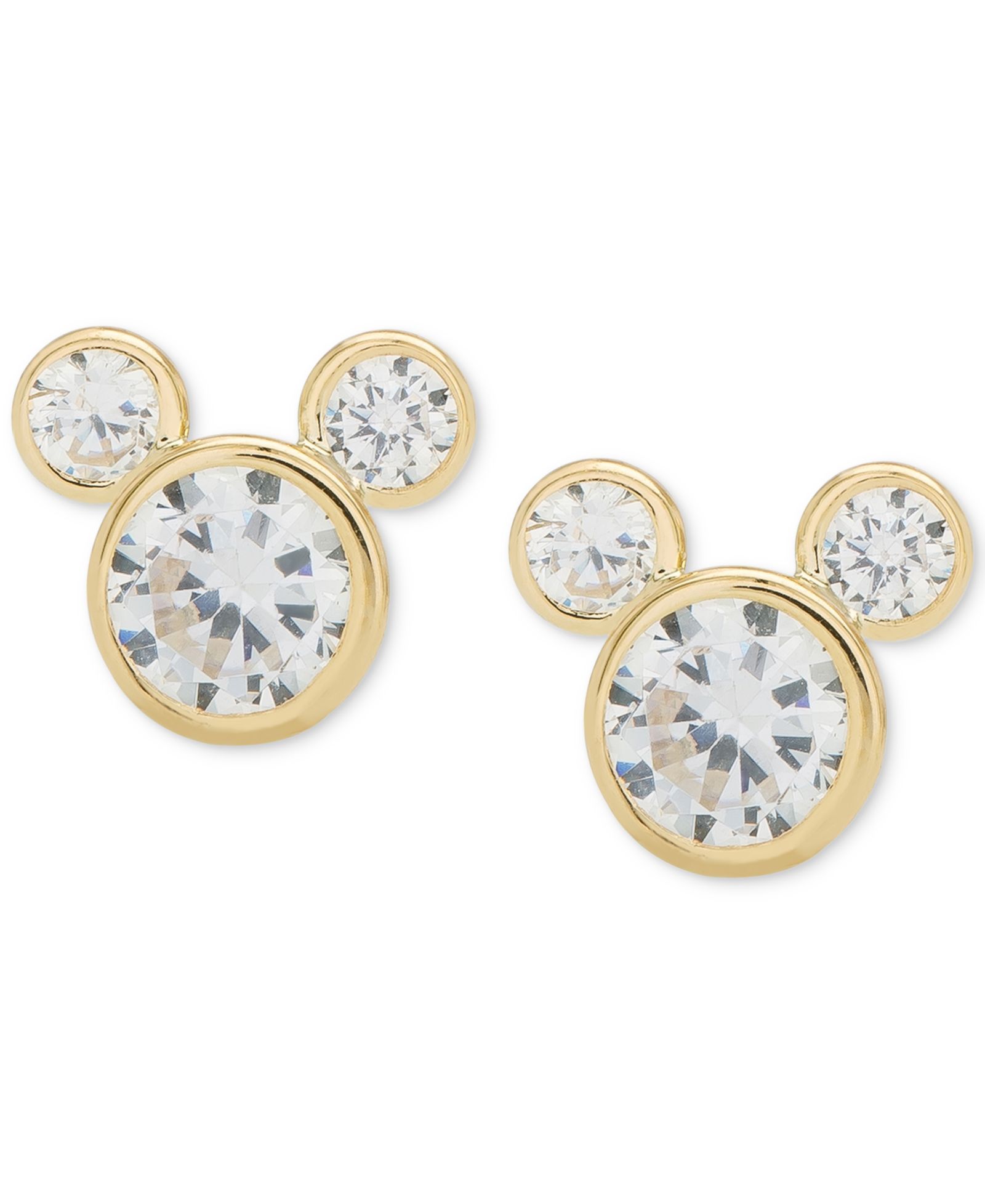 Disney© Children's Cubic Zirconia Mickey Mouse Stud Earrings in 14k Gold