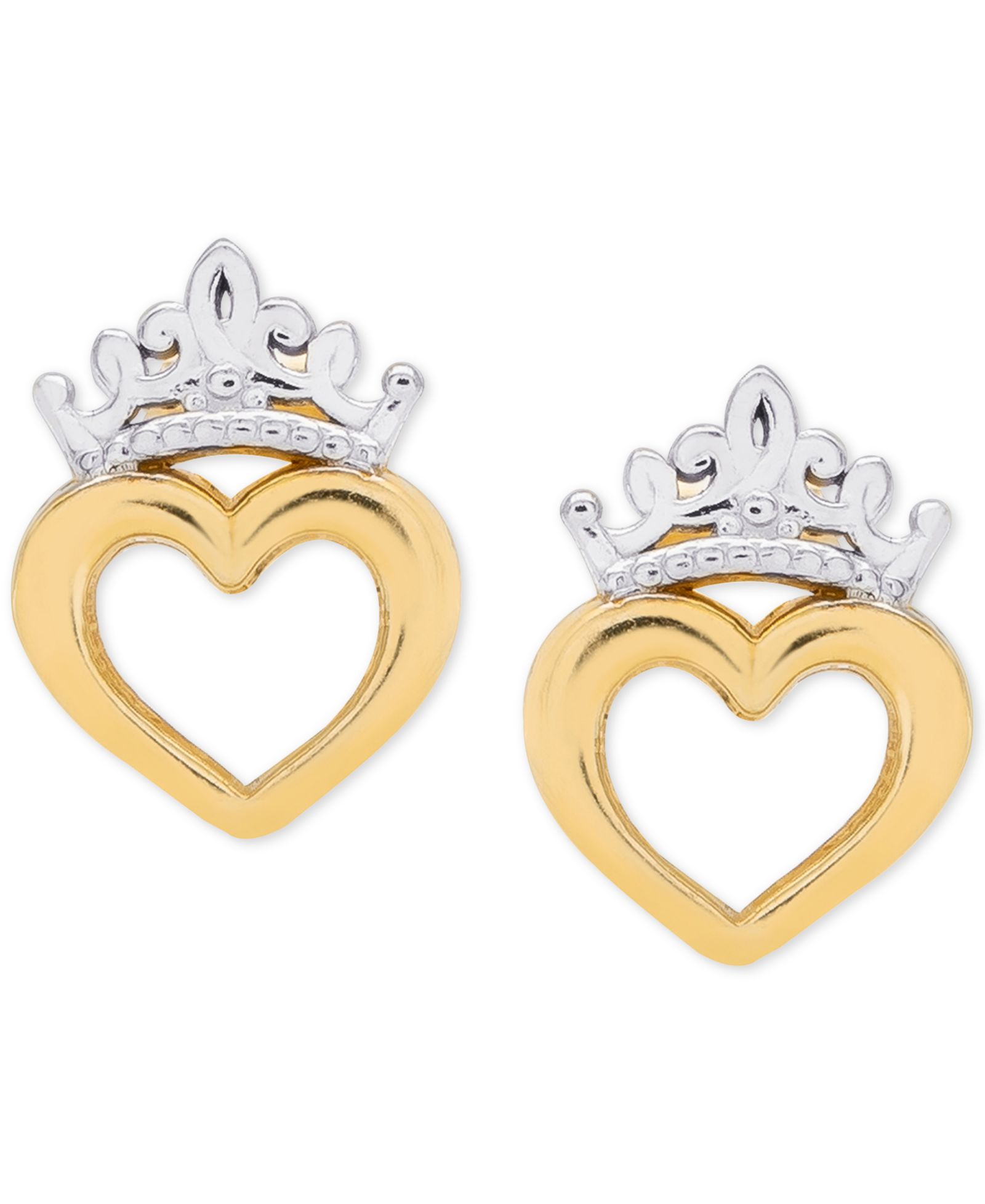 Детские серьги-пусеты Disney© Tiara Heart в золоте 14k