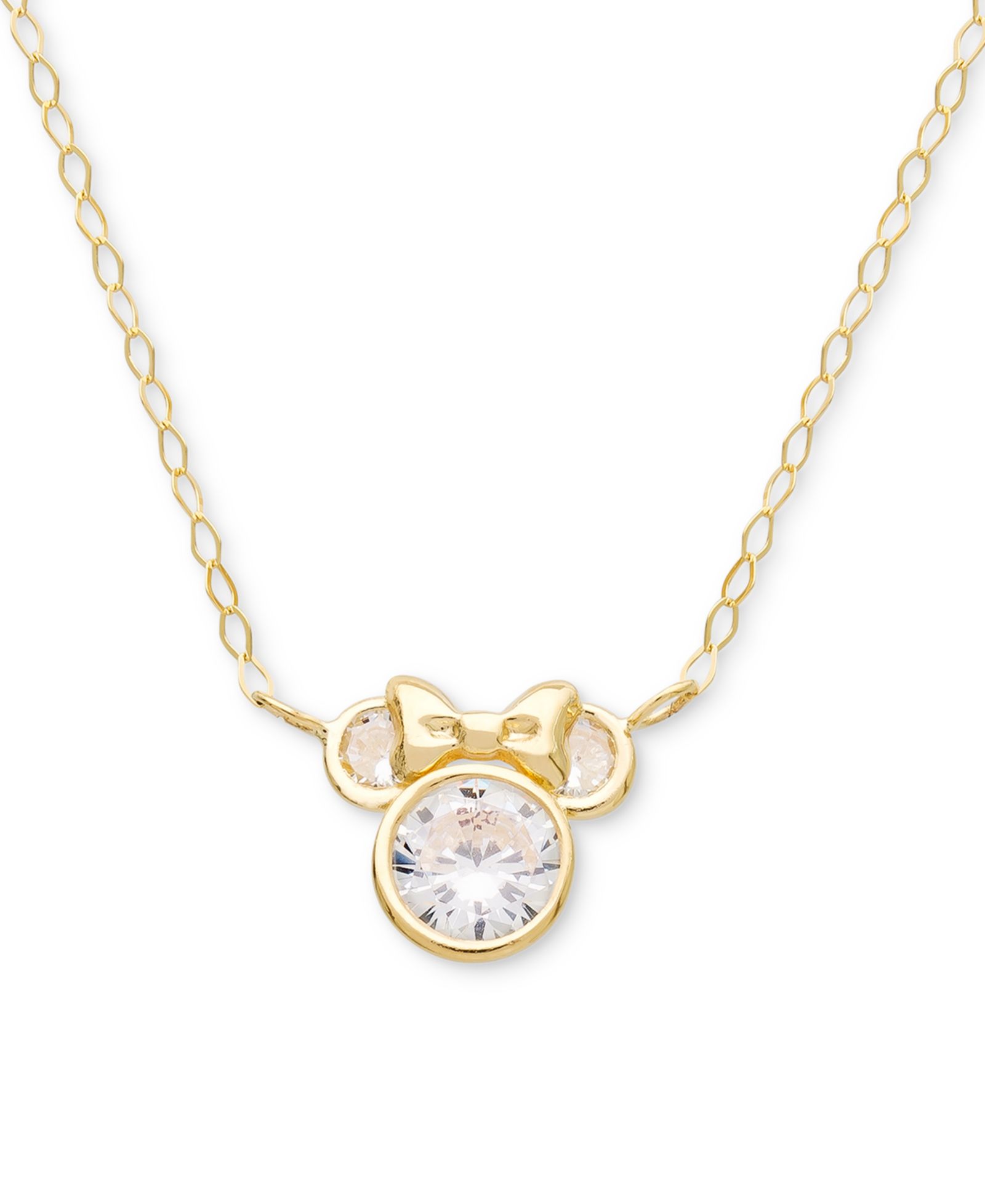 Disney Детская подвеска Minnie Mouse с кубическим цирконием, 14k Gold, 15"