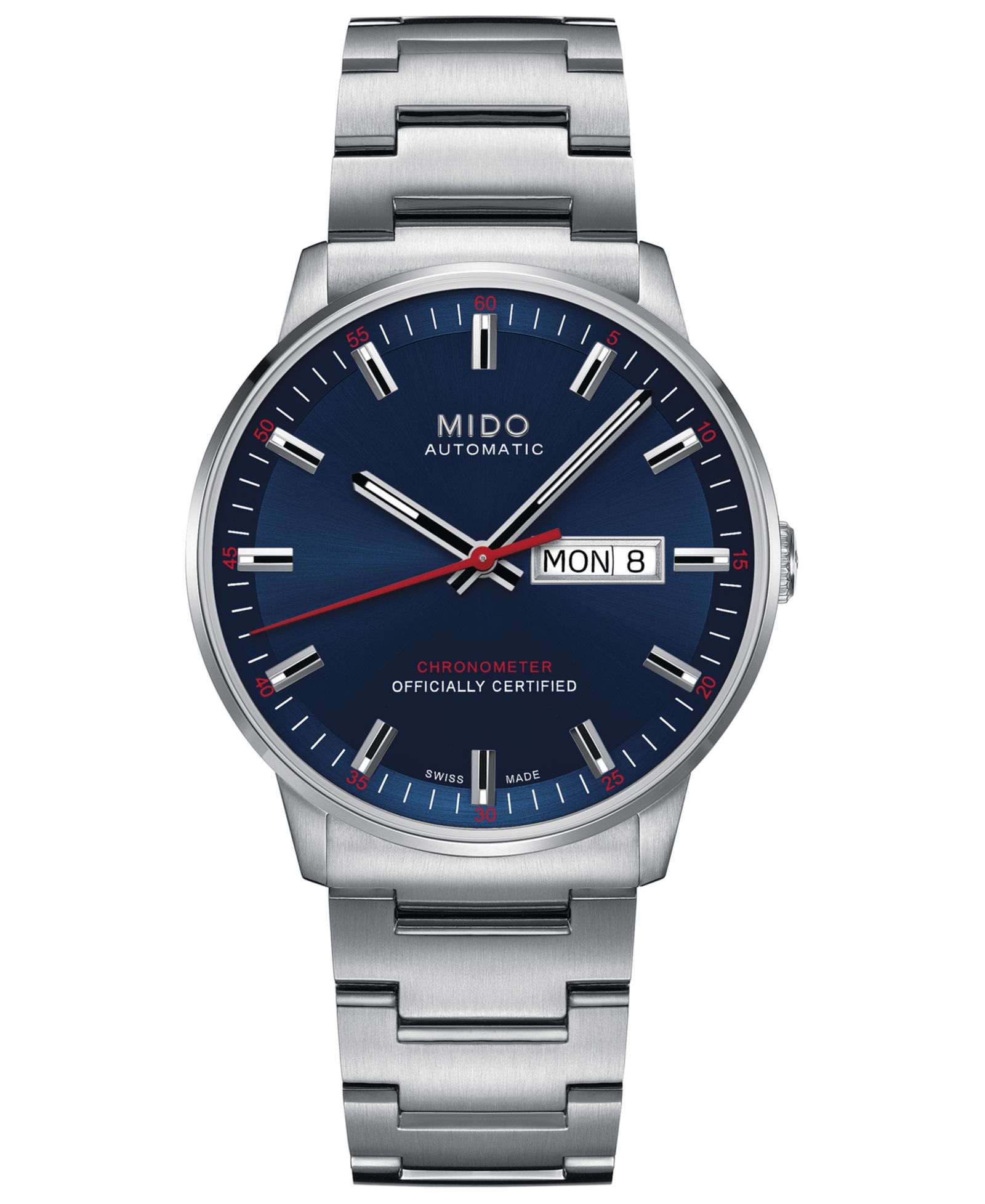 Мужские часы Mido Swiss Automatic Commander II Cosc Stainless Steel Bracelet 40mm