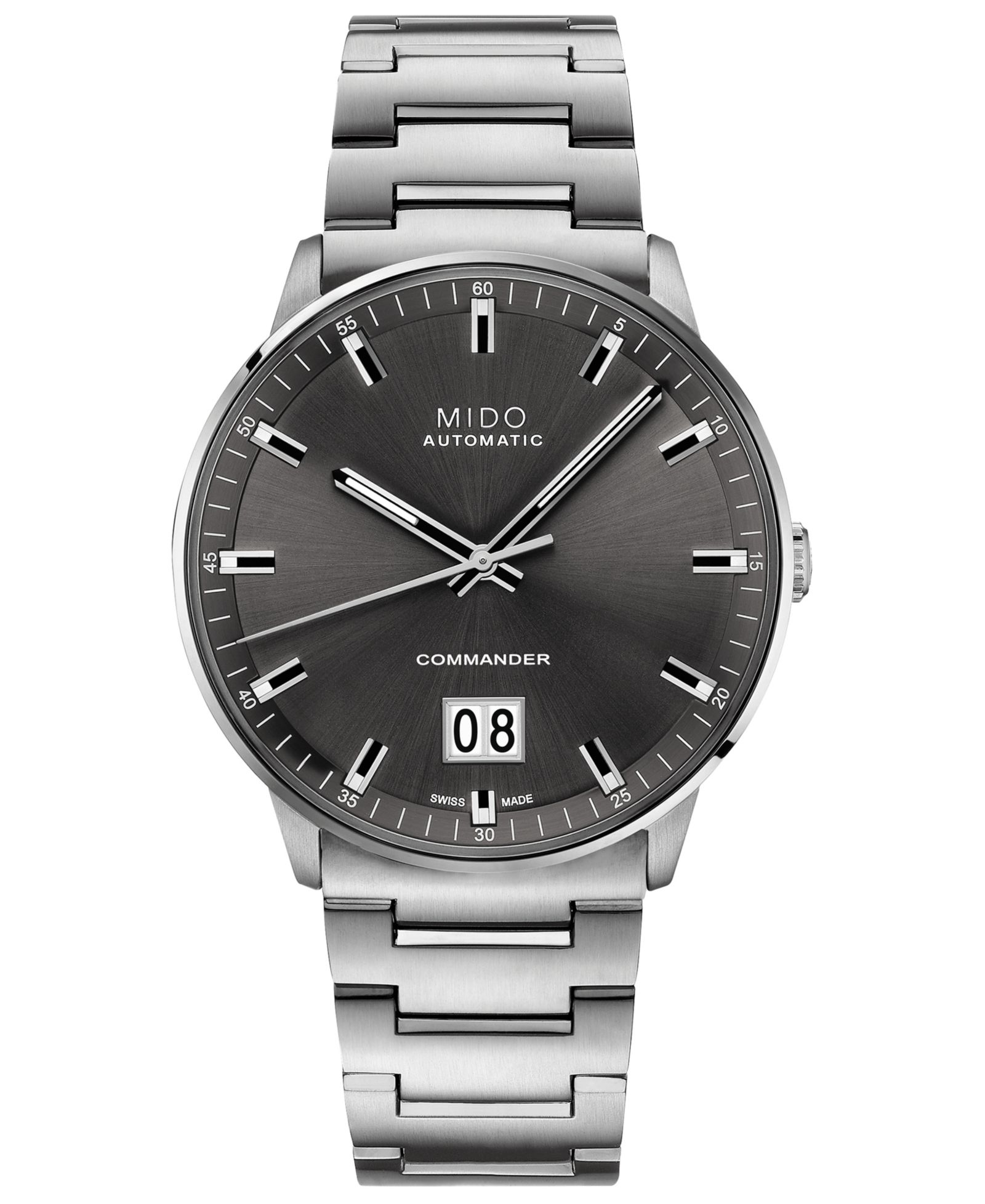 Мужские швейцарские автоматические часы Mido Commander II BigDate, стальная сталь, 42mm