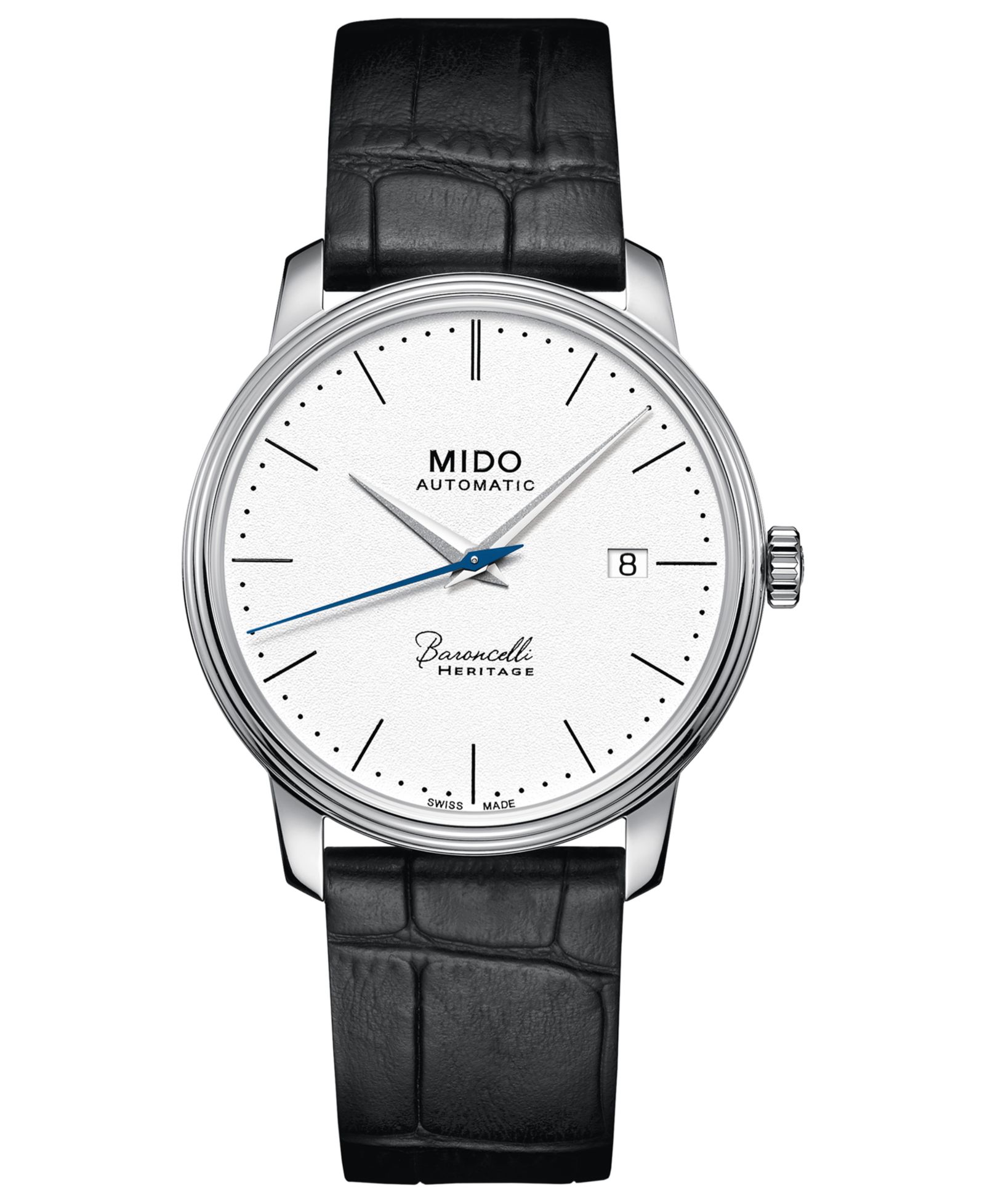 Mido Men's Swiss Automatic Baroncelli III Heritage Black Leather Strap Watch 39mm
